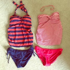 Maternity Swimsuits x2 tankini bikini pink navy
